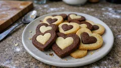 Biscotti cuore bicolore: la frolla senza burro che resta perfetta allo stampo