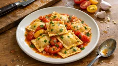 Ravioli di pesce fatti in casa con sughetto di datterini: eleganti e semplici