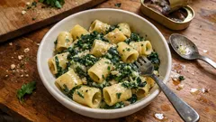 Pasta con erbette e acciughe: il trucco dell’acqua di cottura per farla cremosa